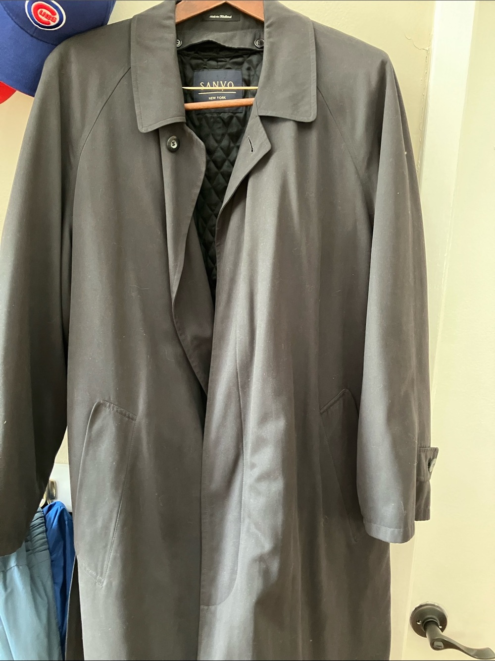Men's Black Trench Coat with Belted Back - Classic Outerwear